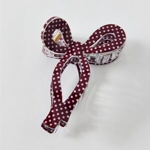 Pom Polka Dot Draped Bow Resin Claw Hair Clip